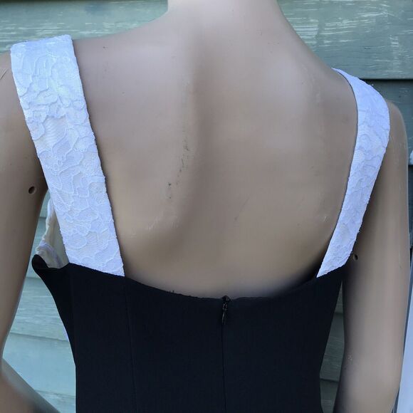 Jessica Scott McClintock Formal Long Black Gown White Lace Size 8 10 Vtg 80s 90s - Picture 5 of 8